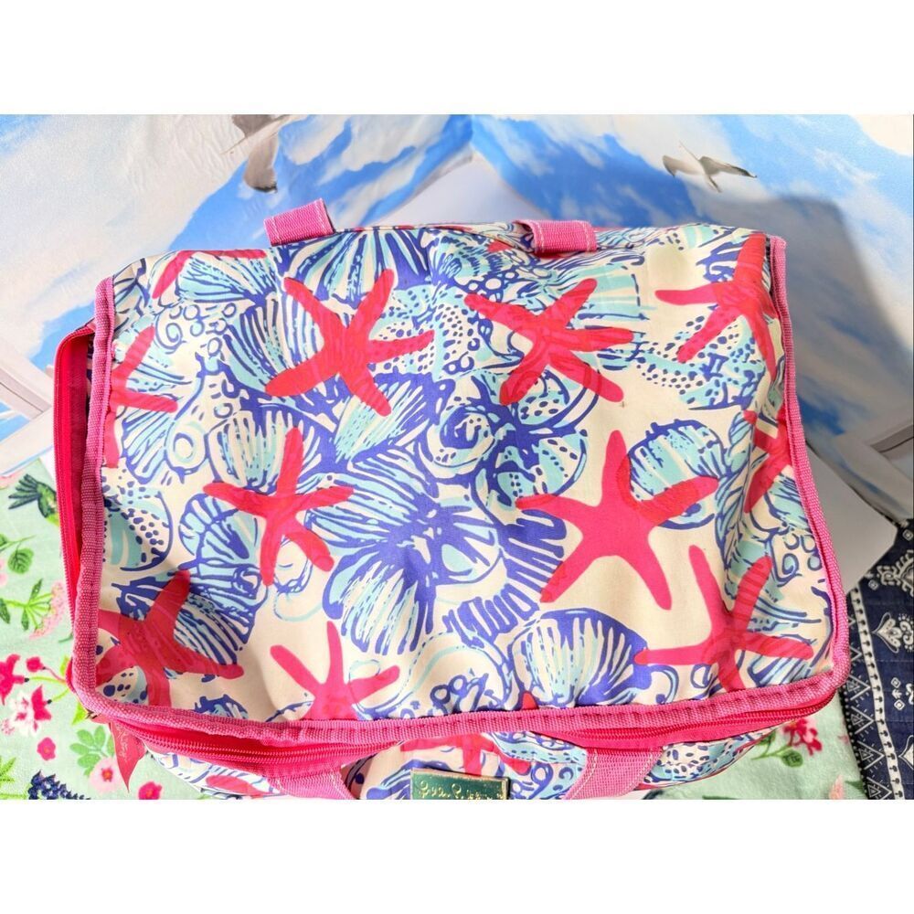 Lilly Pulitzer She She Shells Insulated Cooler Tote Beach Bag Pink Blue 15.5x10x - Picture 8 of 15